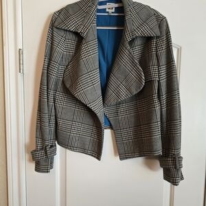 Anne Klein Black and Gray Plaid Blazer